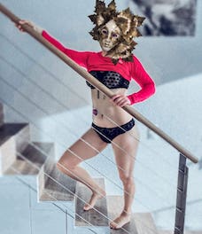 Suisse-Lady-underwear-stairways-masked